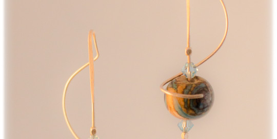 torchworked glass and sterling earrings
