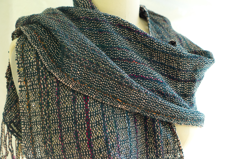 Handwoven Pearls Lace Scarf in Wool • Kindred Threads